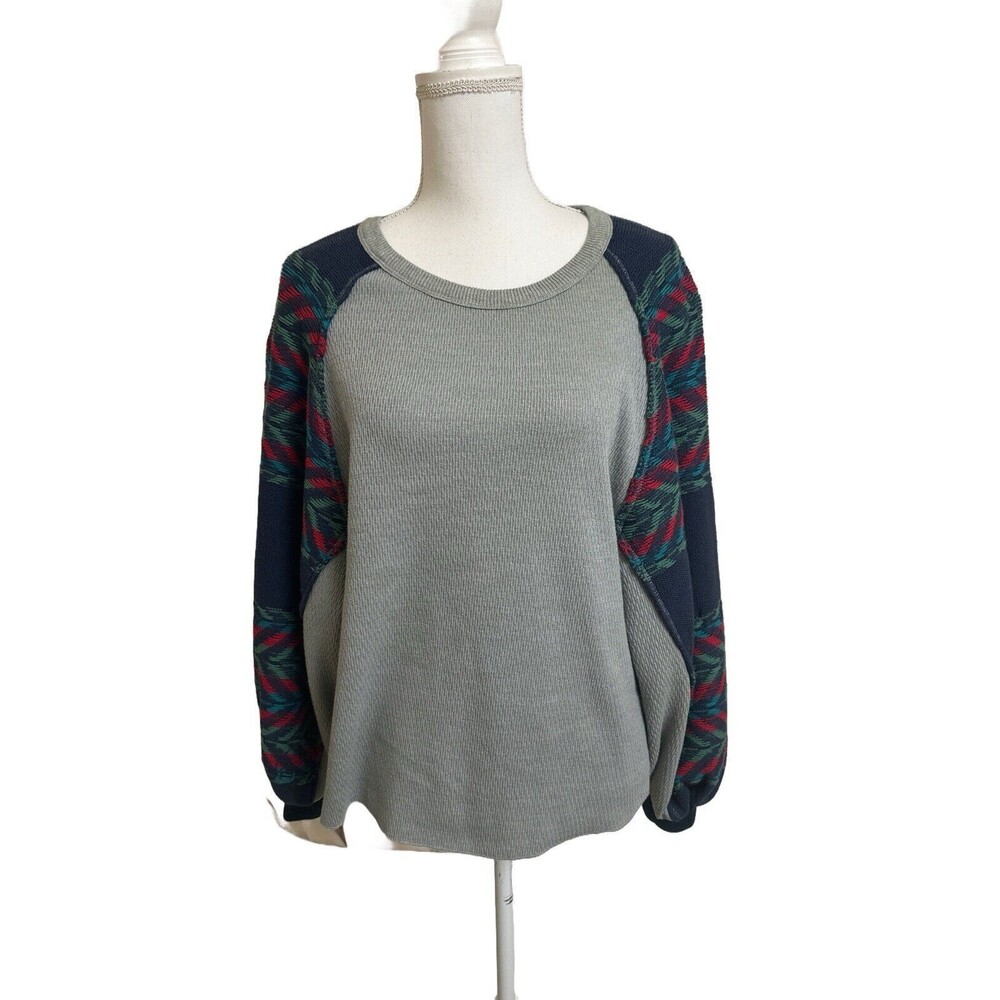 We The Free People Women's XS Rainbow Dream Balloon Sleeve Thermal Knit Top